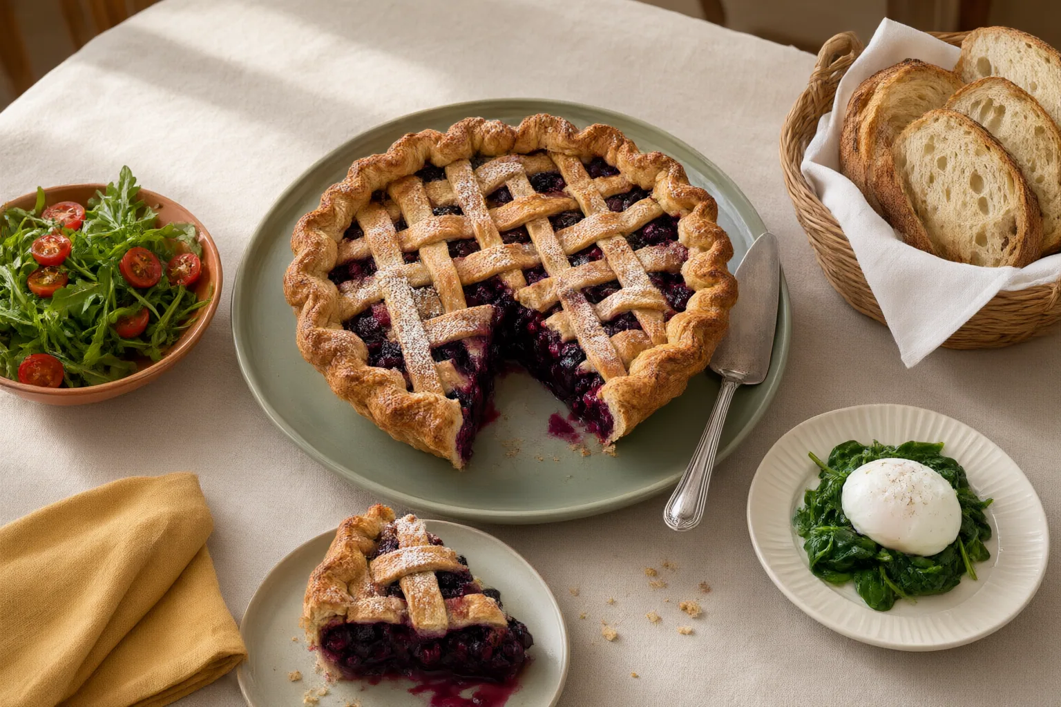 Original editorial hero image for How to Fit Fruit Pie Into a Brunch Menu With Savory Dishes