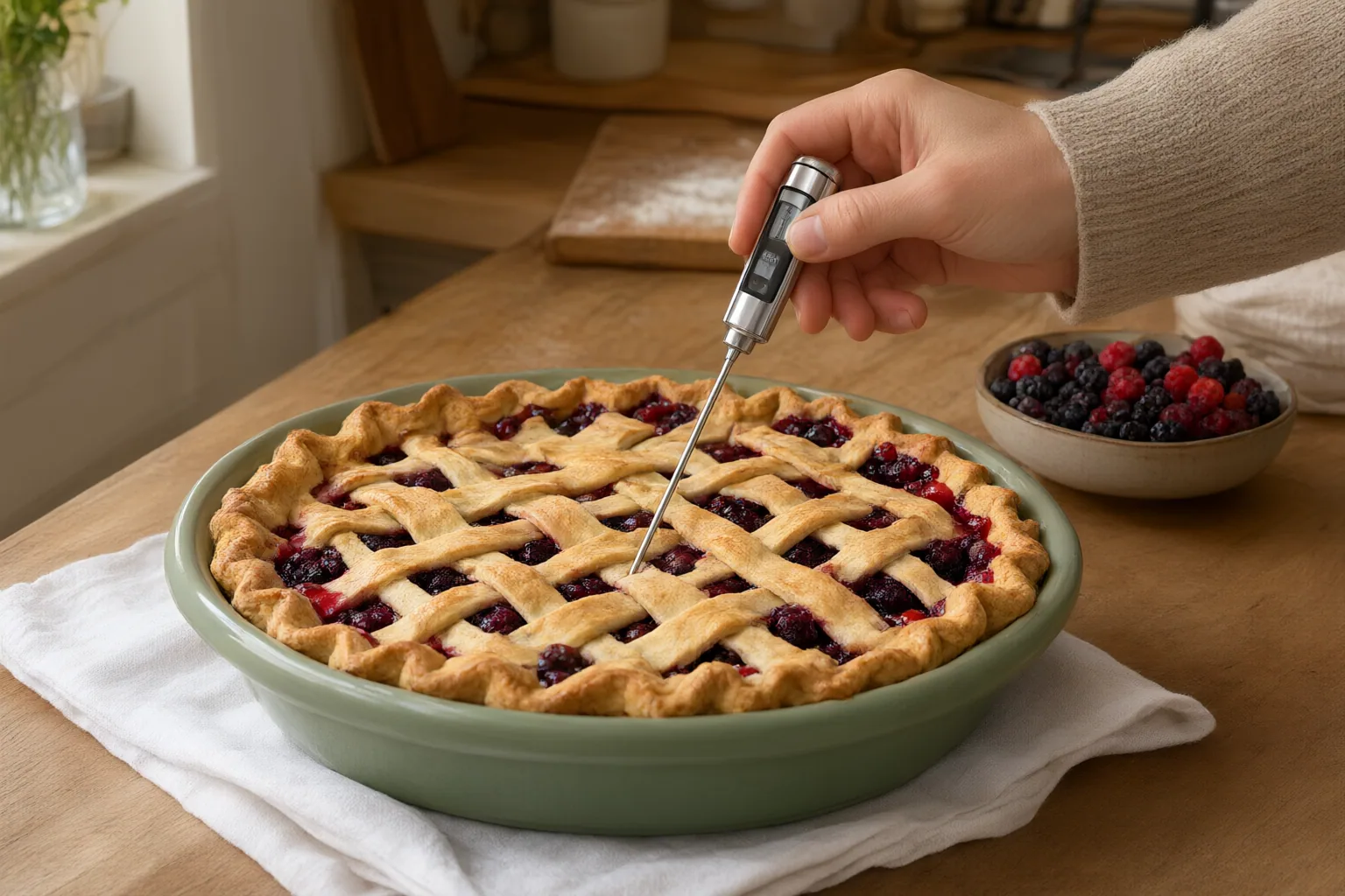 Editorial scene showing practical next steps for What Temperature Should Fruit Pie Be When Served?